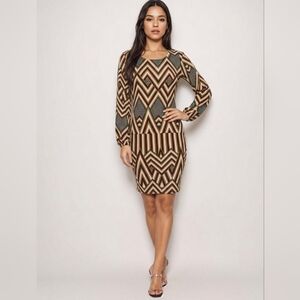 Coveted Clothing Multicolor Chevron Long Sleeve Dress Sz Small